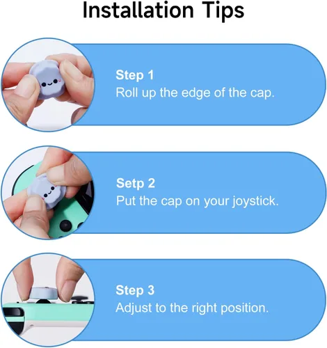Vista 8 de 4 empuñaduras para el pulgar de Nintendo Switch Joy-Con Joystick, lindos accesorios de silicona suave compatibles con Nintendo Switch OLED Lite