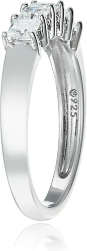 Vista 3 de Tienda Essentials Anillo de plata de ley chapada en platino o oro con 5 piedras de corte princesa hecho con circonitas Infinite Elements