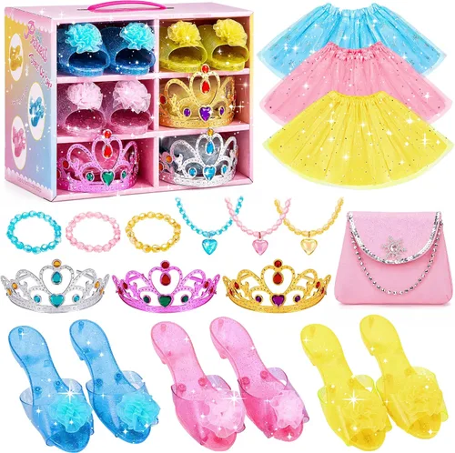 Vista 8 de Meland Princess Dress Up Set for Girl Age 3-6 with Her First Heels & Skirts Iluminado