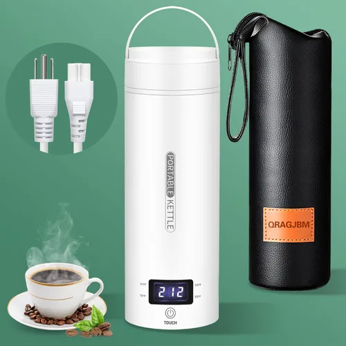 Vista 2 de Hervidor eléctrico de viaje, portátil, pequeño, hervidor de agua, calentador de agua con 4 controles de temperatura, acero inoxidable 304