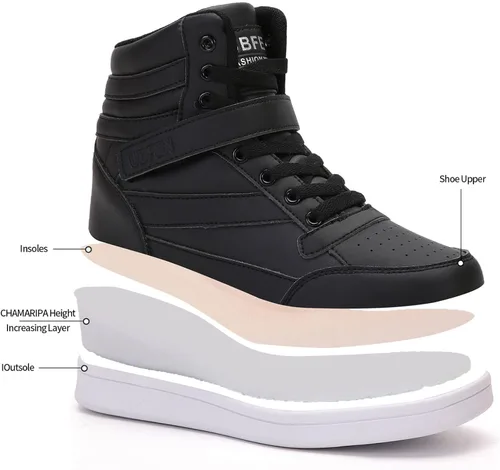 Vista 7 de UBFEN Womens high top Ankle Support Sneakers Vibrant Colour Hidden Wedge Heel Retro 80s Tennis Shoes for Girls Cosplay Removable Insole Footwear