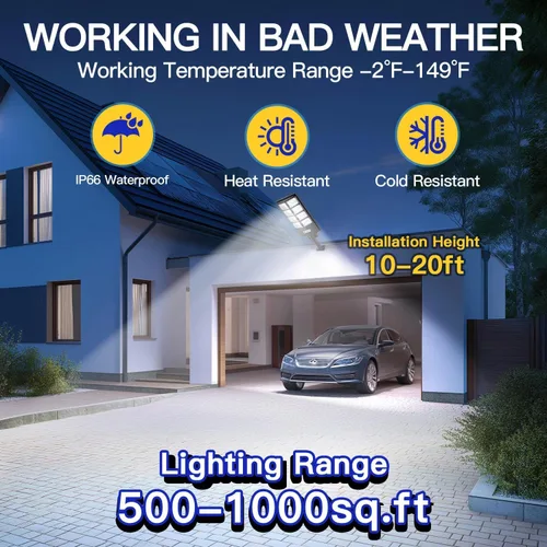 Vista 2 de Farolas solares para exteriores, IP67 impermeable, con sensor de movimiento, control remoto y automático del atardecer al amanecer, LED brillante