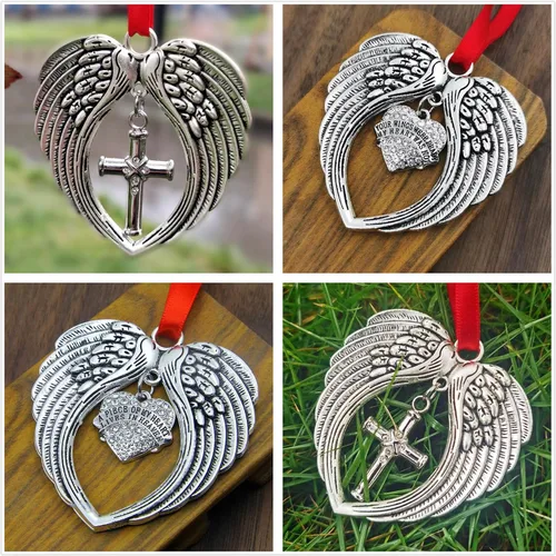 Vista 5 de JUPPE Regalos conmemorativos, regalos de condolencias por la pérdida de un padre amado, madre, alas de ángel, adorno de Navidad, decoración de un Un