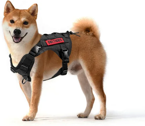 Vista 5 de OneTigris Arnés Chaleco Táctico para Perros, Chaleco de Servicio Sin Tirones para Perros con Paneles de Velcro, Arnés Chaleco Ajustable para Perros