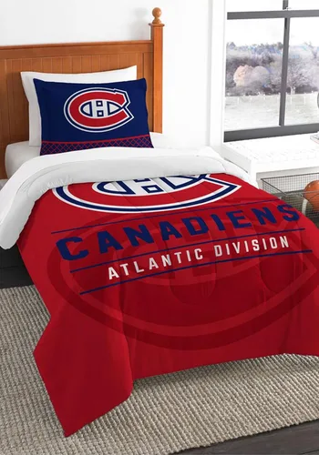 Vista 3 de Juego de edredón y funda de almohada para cama individual o matrimonial/queen, con licencia oficial de la NHL