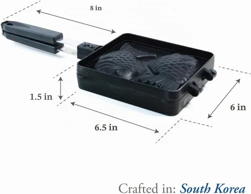 Vista 4 de CookKing - Panquequera con forma de pez Taiyaki japonés, normal, Negro