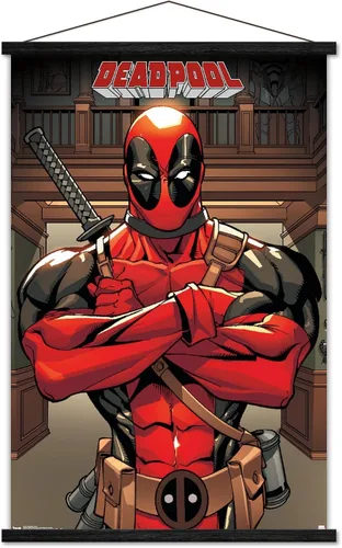 Vista 12 de Trends International Marvel Comics Deadpool - Póster de pared de postura, 14.725 x 22.375 pulgadas, versión enmarcada de madera de granero