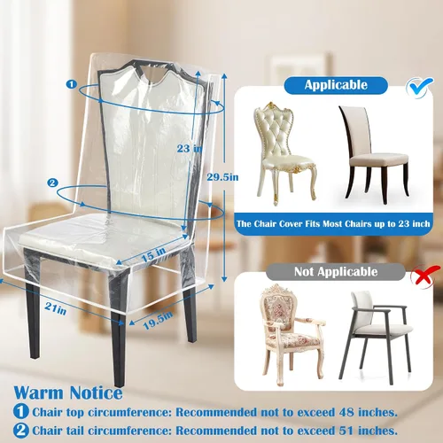 Vista 2 de Fundas para sillas de comedor, protectores impermeables para sillas de cocina, protector de asiento de silla de plástico transparente, mantén tu