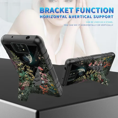 Vista 104 de Funda para AT&T Maestro Max 2021/Cricket Ovation 2 con protector de pantalla de vidrio templado, funda resistente con función atril integrada