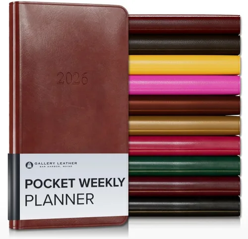 Vista 80 de Gallery Leather Planificador Semanal y Mensual Grande 2025-2026, Calendario Planificador y Cuaderno Elegantemente Encuadernado con Elegantes Bordes