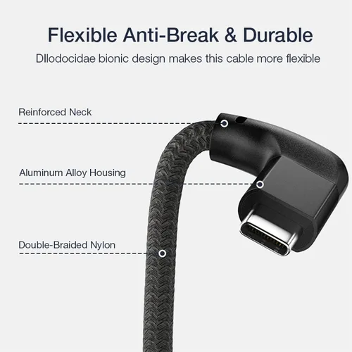 Vista 4 de UseBean Cable de extensión USB C en ángulo recto de 0.6 pies, 90 grados USB-C 3.2 Gen 2 20Gbps macho a hembra tipo C 4K cable extensor de video