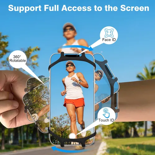 Vista 2 de MoKo - Soporte de teléfono para correr, brazalete giratorio de 360° Running armband fits phones over 5.8 inches and provides screen access, quick