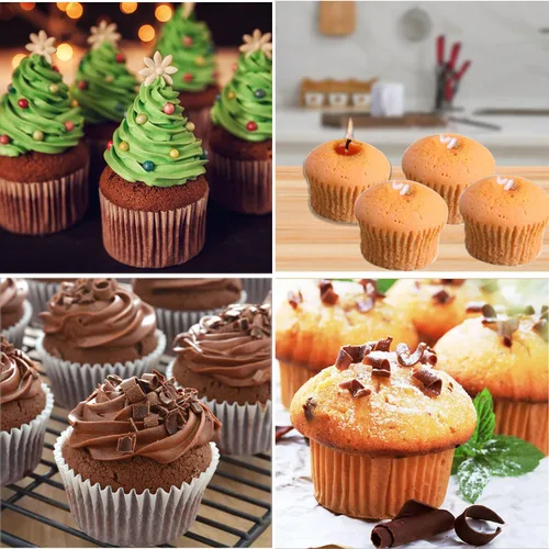 Vista 6 de Moldes de silicona para velas, moldes de velas de cupcakes para hacer velas, moldes de jabón de silicona 3D, molde de silicona para hornear, vela