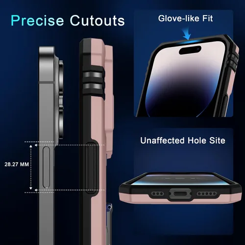 Vista 336 de DEERLAMN Funda para iPhone Xs Max con funda deslizante para cámara + protector de pantalla, soporte giratorio de anillo de grado militar a prueba