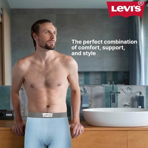 Vista 4 de Levi's Calzoncillos tipo bóxer para hombre, ropa interior de algodón transpirable para hombre, paquete de 6