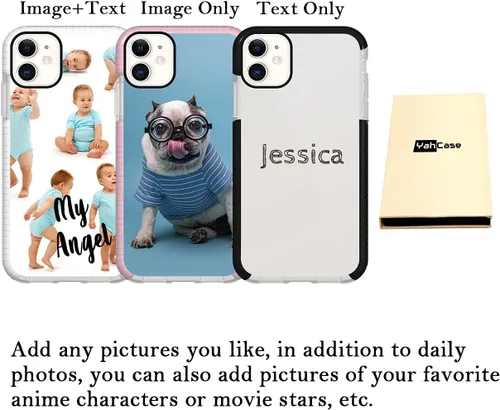Vista 2 de Funda de teléfono personalizada para iPhone 11, funda de teléfono personalizada con nombre de foto, resistente a los golpes, resistente a los Negro