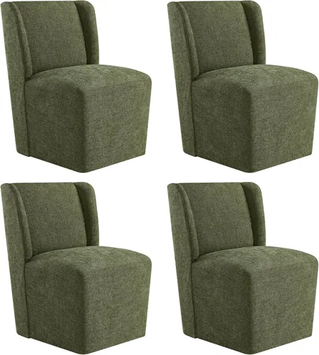 Vista 22 de KISLOT Juego de 1 sillas de comedor tapizadas con ruedas, color beige