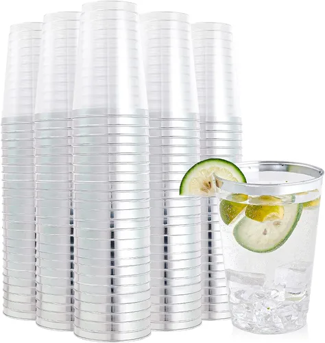 Vista 8 de FOCUSLINE Paquete de 200 vasos de plástico transparente de 12 onzas, vasos desechables vasos reutilizables de plástico, vasos transparentes