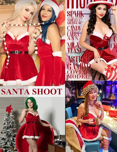 Vista 2 de Avidlove Conjunto de vestido sexy de Papá Noel, vestido de Navidad para mujer, ropa de dormir de terciopelo