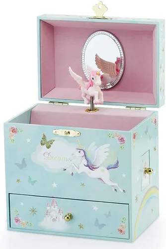 Vista 4 de RR ROUND RICH DESIGN Joyero musical para niñas con temática de bailarina y unicornio mágico