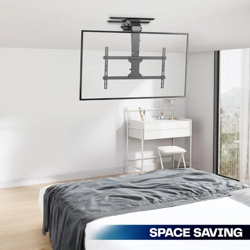 Vista 4 de VIVO Soporte eléctrico abatible y giratorio para TV de techo para pantallas de 37 a 70 pulgadas, soporte VESA de techo plano motorizado grande