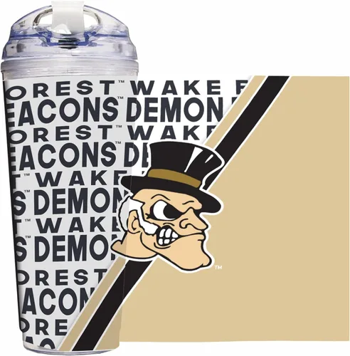 Vista 120 de Rico Industries Taza acrílica NCAA estándar de 24 onzas con tapa con bisagra, taza de doble pared oficialmente licenciada con pajita