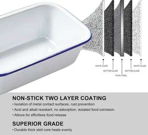 Vista 5 de Webake Sartén esmaltada de 8.5 x 4.5 pulgadas para pan de plátano para hornear, distribución uniforme del calor, sartén antiadherente para pastel