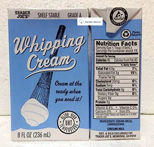 Vista 2 de Trader Joe's Shelf Stable Grade A Crema batida 8 fl oz 8.0 fl oz