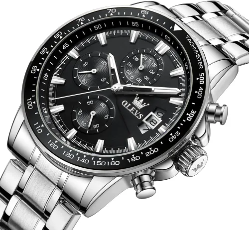 Vista 2 de OLEVS Watch for Men, Fashion Business Dress Mens Watches, Luminous Date Stainless Steel Waterproof Analog Two Tone Casual Quartz Wristwatch