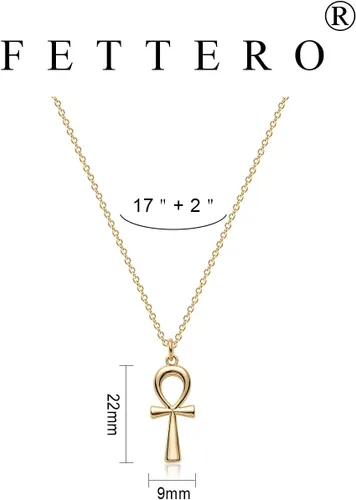 Vista 186 de Fettero - Collar con dije de cruz de fe, chapado en oro de 14 K, cadena fina, minimalista, simple, pequeña, para oración, regalo de joyería religiosa