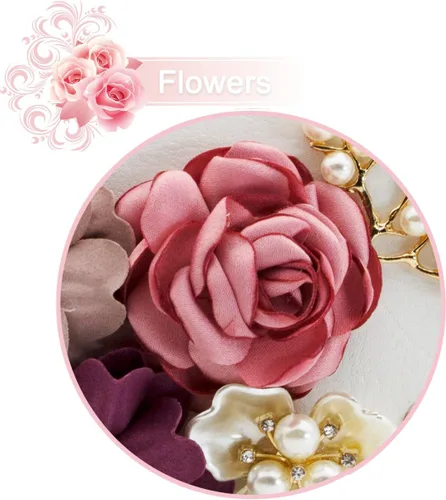 Vista 4 de JO&FO Bolso de mano para mujer, sobre de flores, con cuentas, para baile de graduación, boda, noche