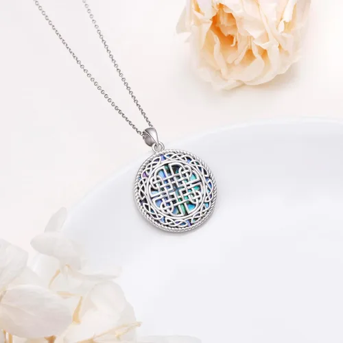 Vista 3 de Alphm Joyería de plata esterlina S925 Dara nudo celta buena suerte medallón irlandés colgante collar joyería para mujeres hombres