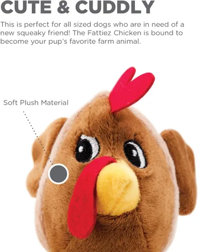 Vista 6 de Outward Hound Fattiez - Juguete de peluche chillón de pollo para perro, XS