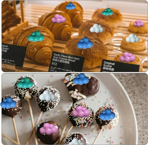 Vista 6 de Paquete de 3 moldes de silicona en forma de nube 3D, bandeja antiadherente para cubitos de hielo, molde de fondant para chocolate, dulces, jabón