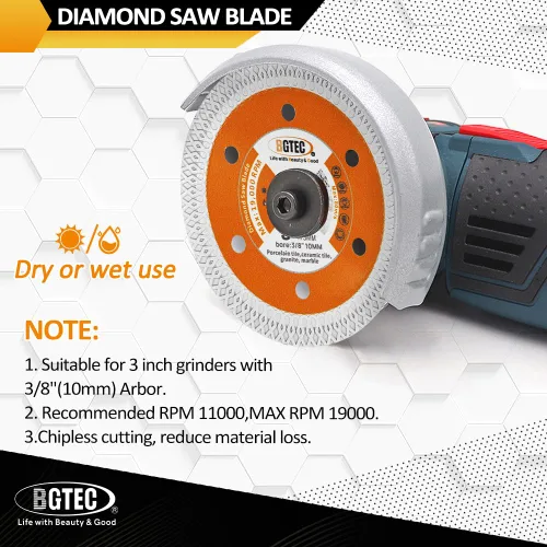 Vista 20 de BGTEC Hoja turbo de granito de diamante, disco de corte de 3 pulgadas/2.953 in para hormigón, hormigón reforzado, piedras artificiales duras
