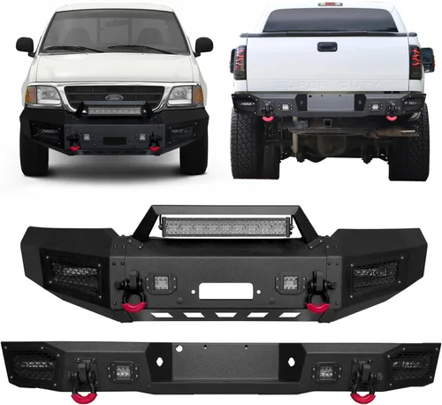 Vista 15 de Textura de parachoques delantero y trasero negro compatible con F150 2009 2010 2011 2012 2013 2014 (excluyendo Raptor y Ecoboost) con placa