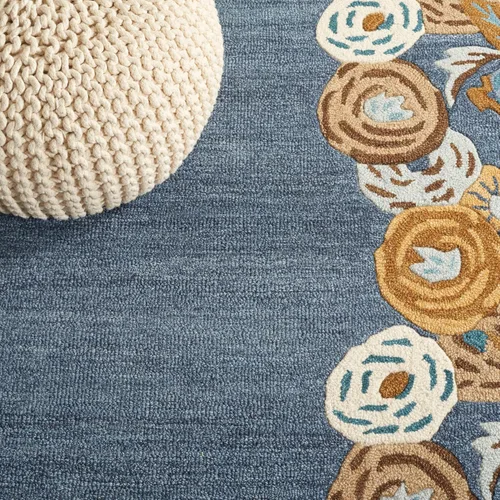 Vista 4 de SAFAVIEH Chelsea Collection - Alfombra de pasillo, 2 pies 3 pulgadas x 8 pies, azul y marfil, diseño geométrico, ideal para zonas de alto tráfico