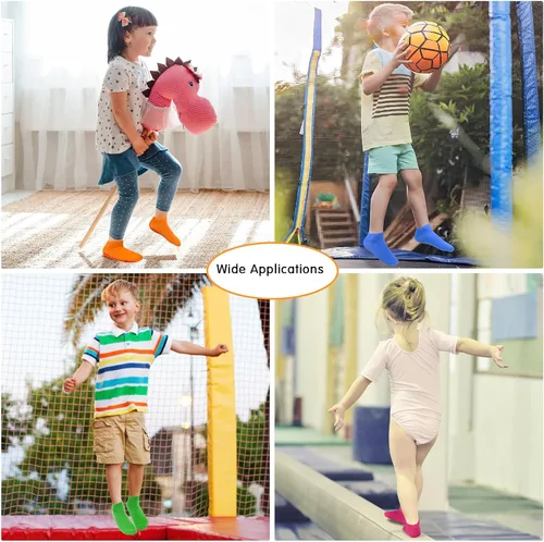 Vista 5 de HYCLES Calcetines antideslizantes para niños y niñas, calcetines adhesivos para el tobillo, calcetines antideslizantes para niños, 6 pares