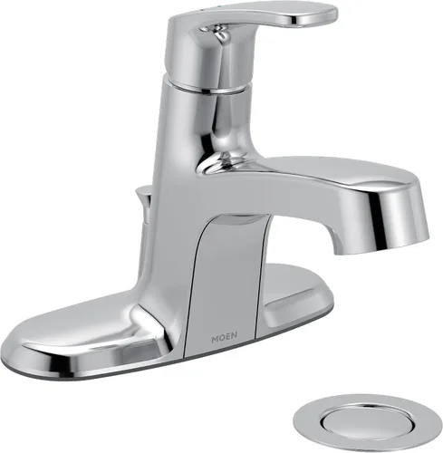 Vista 11 de Moen Chateau L4621 - Grifo de lavabo de baño cromado de arco bajo de un mango con montaje de drenaje, L4621
