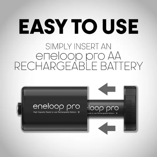 Vista 4 de Eneloop Panasonic Pro Power Pack K-KJ17KHS82A, 8AA, 2AAA Ni-MH Baterías Recargables, 2 Adaptadores C, 2 Adaptadores D, Cargador de Batería