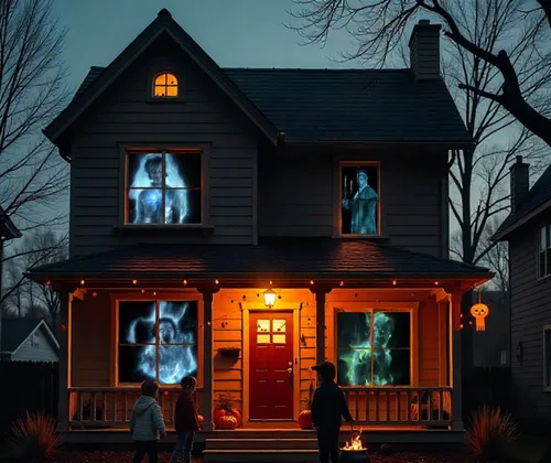 Vista 2 de AtmosFEARfx - DVD de decoración digital de Halloween con puerta holográfica + pantallas de proyección de ventana Reaper Bros®