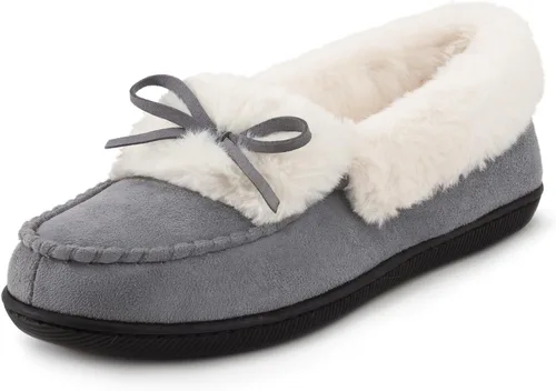 Vista 9 de RockDove Pantuflas tipo mocasín de microgamuza con forro de piel sintética para mujer