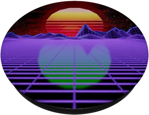 Vista 2 de Synthwave Retrowave Synth Technology Abstract 80's Retro PopSockets PopGrip: agarre intercambiable para teléfonos y tabletas