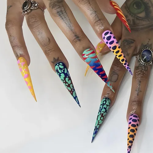 Vista 30 de BABALAL Uñas Postizas Largas de Estilete para Pegar Blancas Uñas Falsas con Punta Francesa Diseño con Pegamento Suministros de Arte 24 Piezas XL