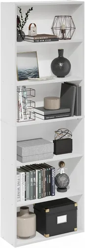 Vista 11 de Furinno GEHRY - Estantería para libros, 5 niveles, con estantes ajustables, 11.6 x 24.8 x 71.4 pulgadas, para oficina en casa, sala de estar, roble