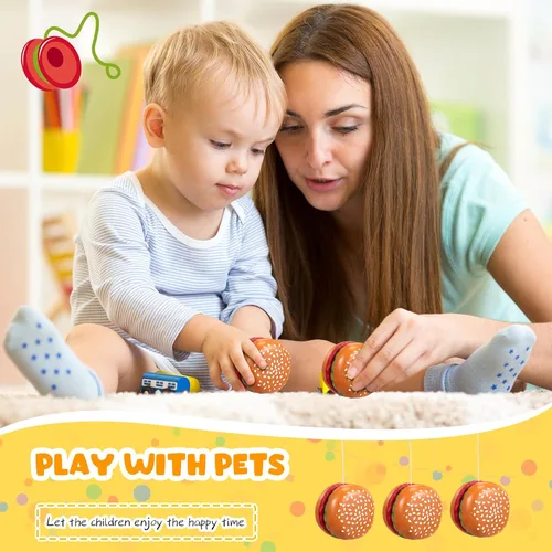 Vista 7 de Liliful 100 piezas de hamburguesas a granel Yo Yo Juguetes de plástico Burger Party Favores para niños y adultos, juguetes de cuerda