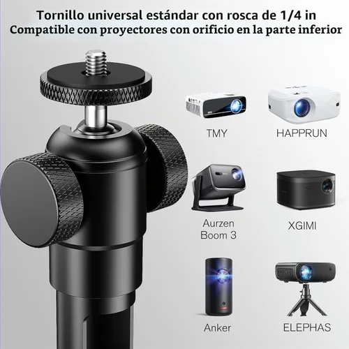 Vista 3 de DAWASAPAT Soporte de techo para proyector con nuevo cardán, soporte de proyector de longitud ajustable, tornillo de ¼ de pulgada, compatible