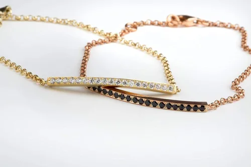 Vista 5 de Elegante joyero Pulsera de barra de declaración para mujer con diamantes en oro macizo 9k, 14k y 18k, pulsera de barra de diamantes