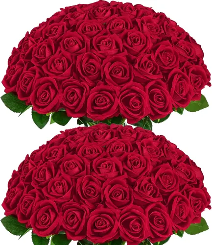 Vista 13 de 50 flores artificiales de rosas negras, ramo de rosas falsas de terciopelo