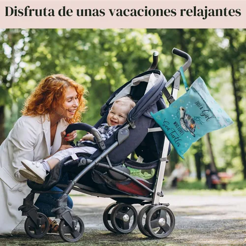 Vista 5 de Bolsa impermeable para traje de baño, bolsa húmeda y seca para playa y viaje, con cierre oculto, reutilizable para bebé, para trajes de baño Tortuga